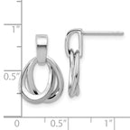 SS RH-plated Polished/Brushed Ovals Dangle Post Earrings