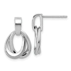 SS RH-plated Polished/Brushed Ovals Dangle Post Earrings