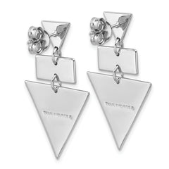 SS RH-plated Polish/Brushed Geometric Dangle Post Earrings