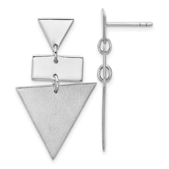 SS RH-plated Polish/Brushed Geometric Dangle Post Earrings