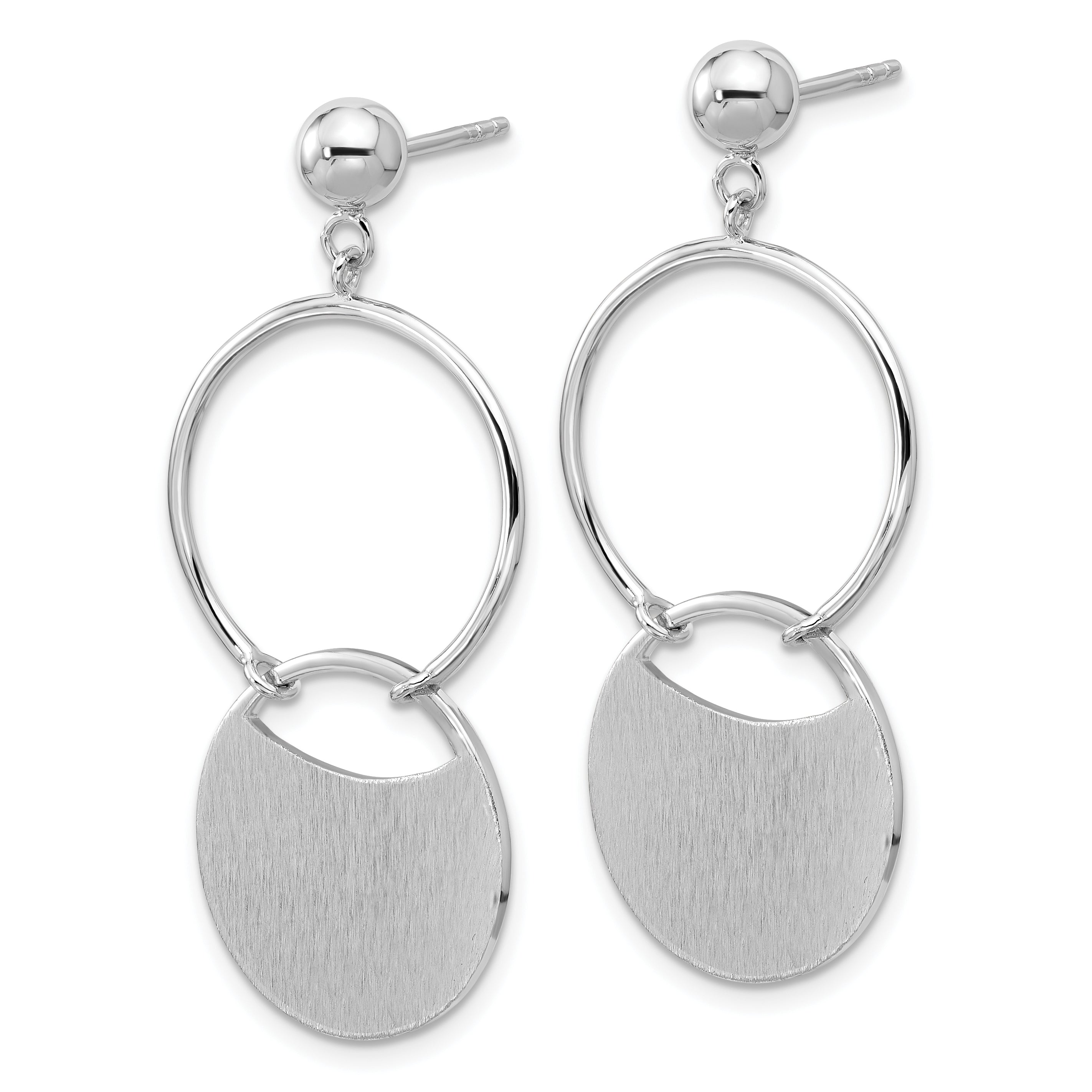 Polished & Brushed Circles Dangle Earrings in Sterling Silver Secondary image