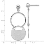 SS RH-plated Polished/Brushed Circles Dangle Post Earrings