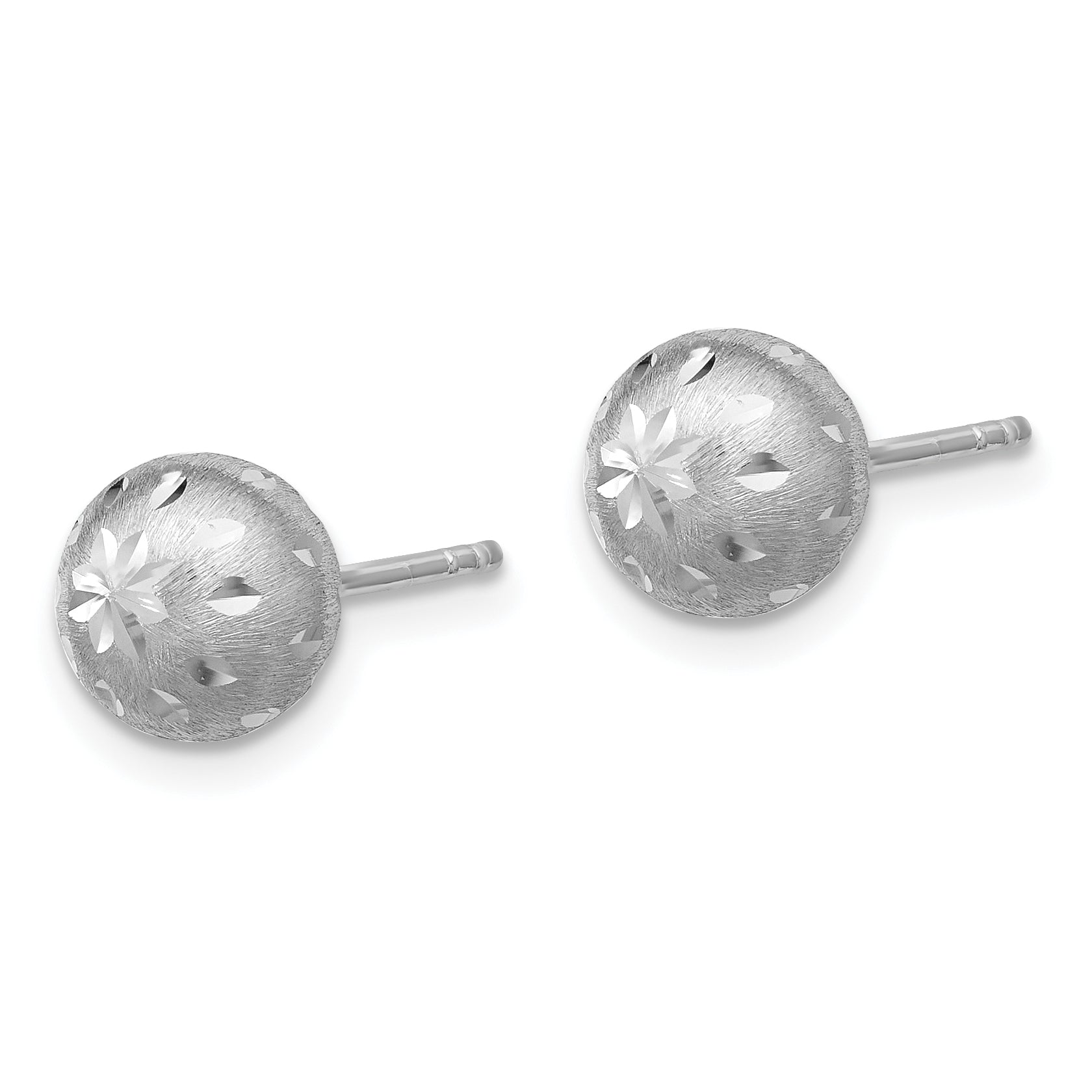 SS RH-plated Polished/Brushed/Dia-cut Ball Post Earrings Secondary image