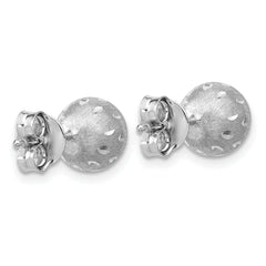 SS RH-plated Polished/Brushed/Dia-cut Ball Post Earrings