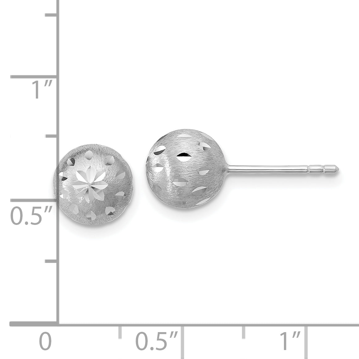 SS RH-plated Polished/Brushed/Dia-cut Ball Post Earrings