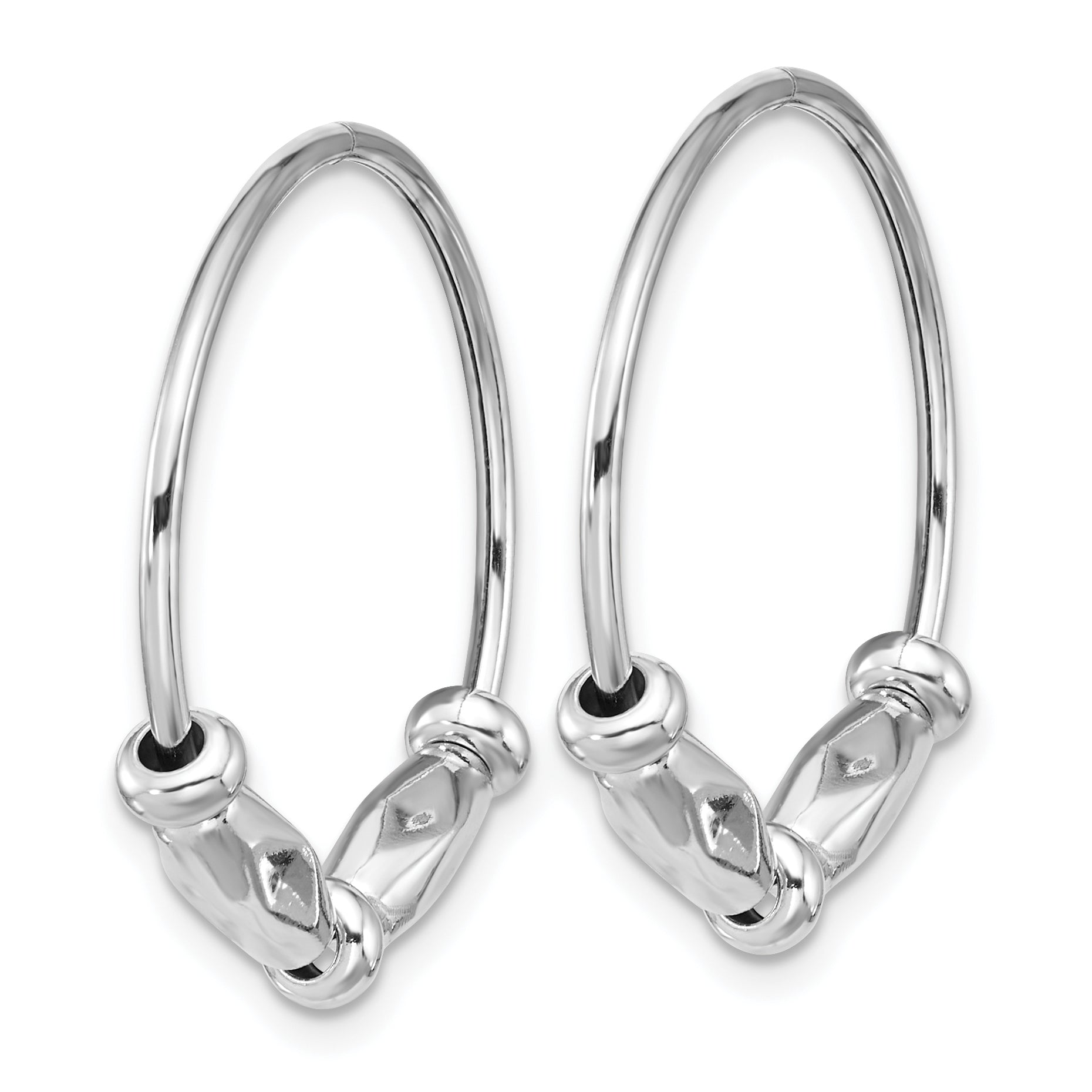 Sterling Silver RH-plated Fancy Endless Hoop Earrings