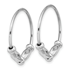 Sterling Silver RH-plated Fancy Endless Hoop Earrings