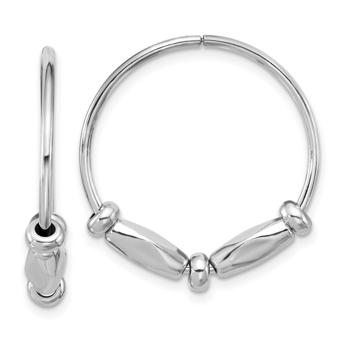 Sterling Silver RH-plated Fancy Endless Hoop Earrings