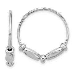 Sterling Silver RH-plated Fancy Endless Hoop Earrings