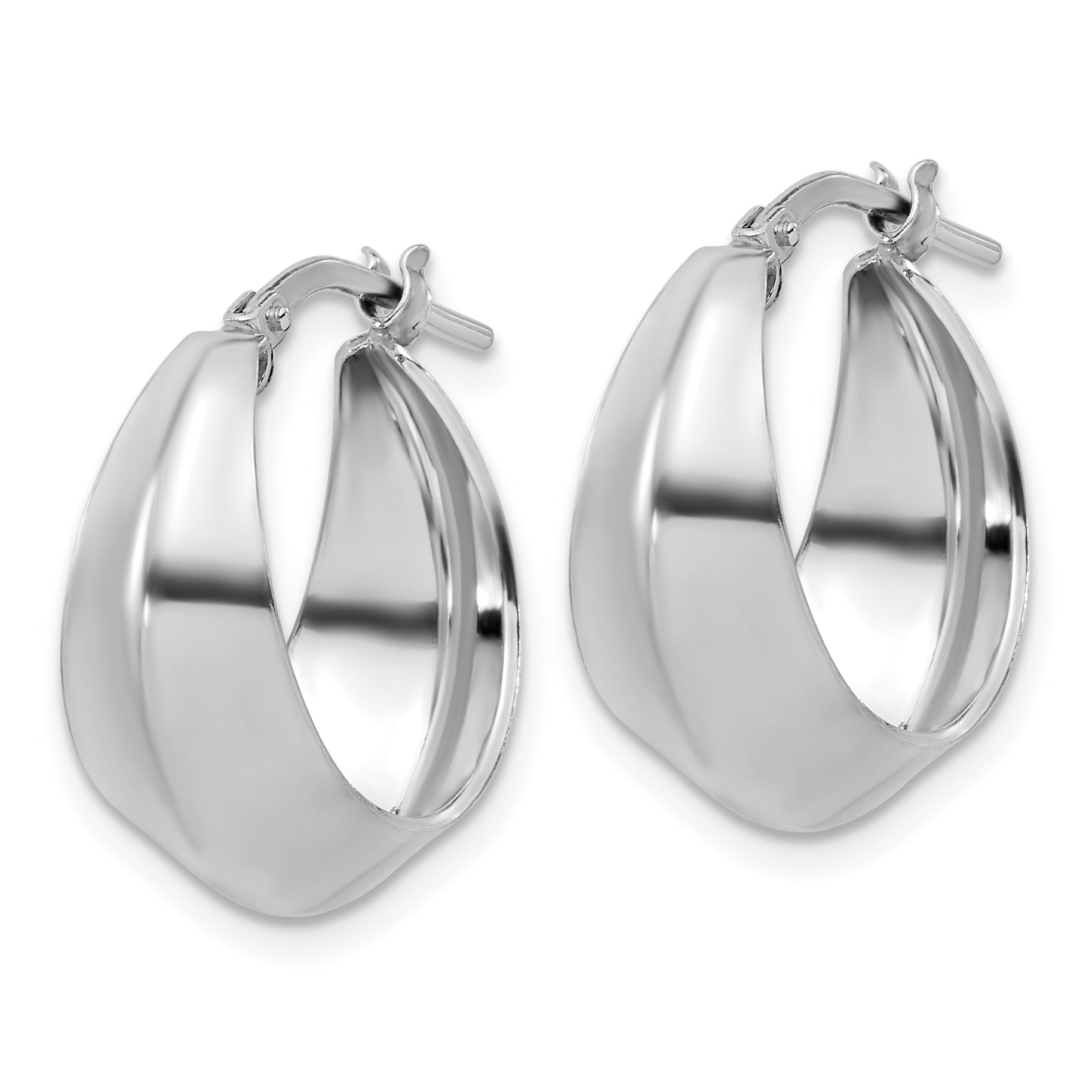 Sterling Silver RH-plated Polished Graduated Hoop Earrings