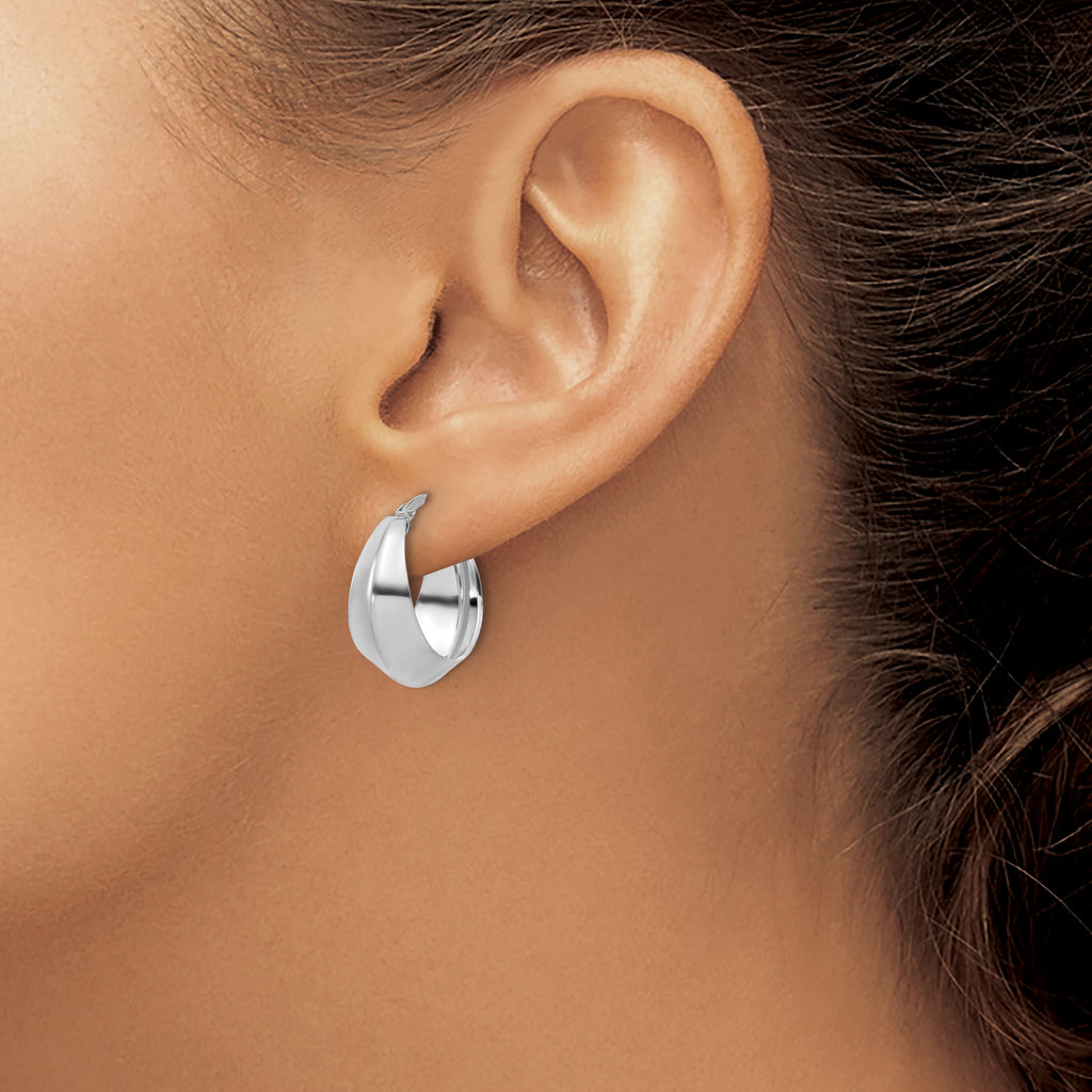 Sterling Silver RH-plated Polished Graduated Hoop Earrings