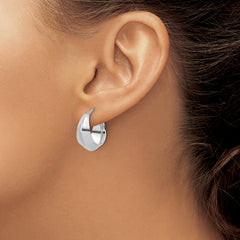 Sterling Silver RH-plated Polished Graduated Hoop Earrings