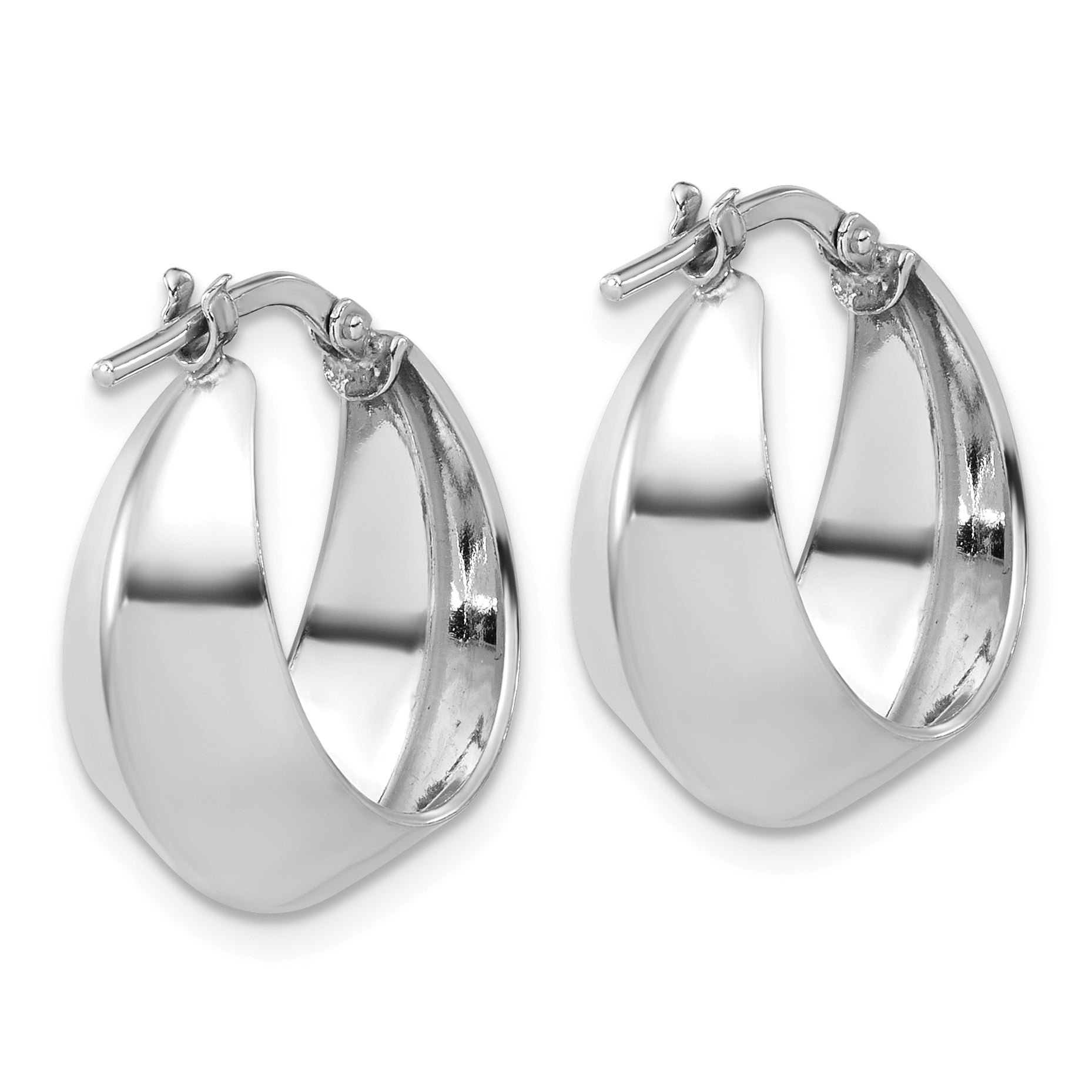 Sterling Silver RH-plated Polished Graduated Hoop Earrings