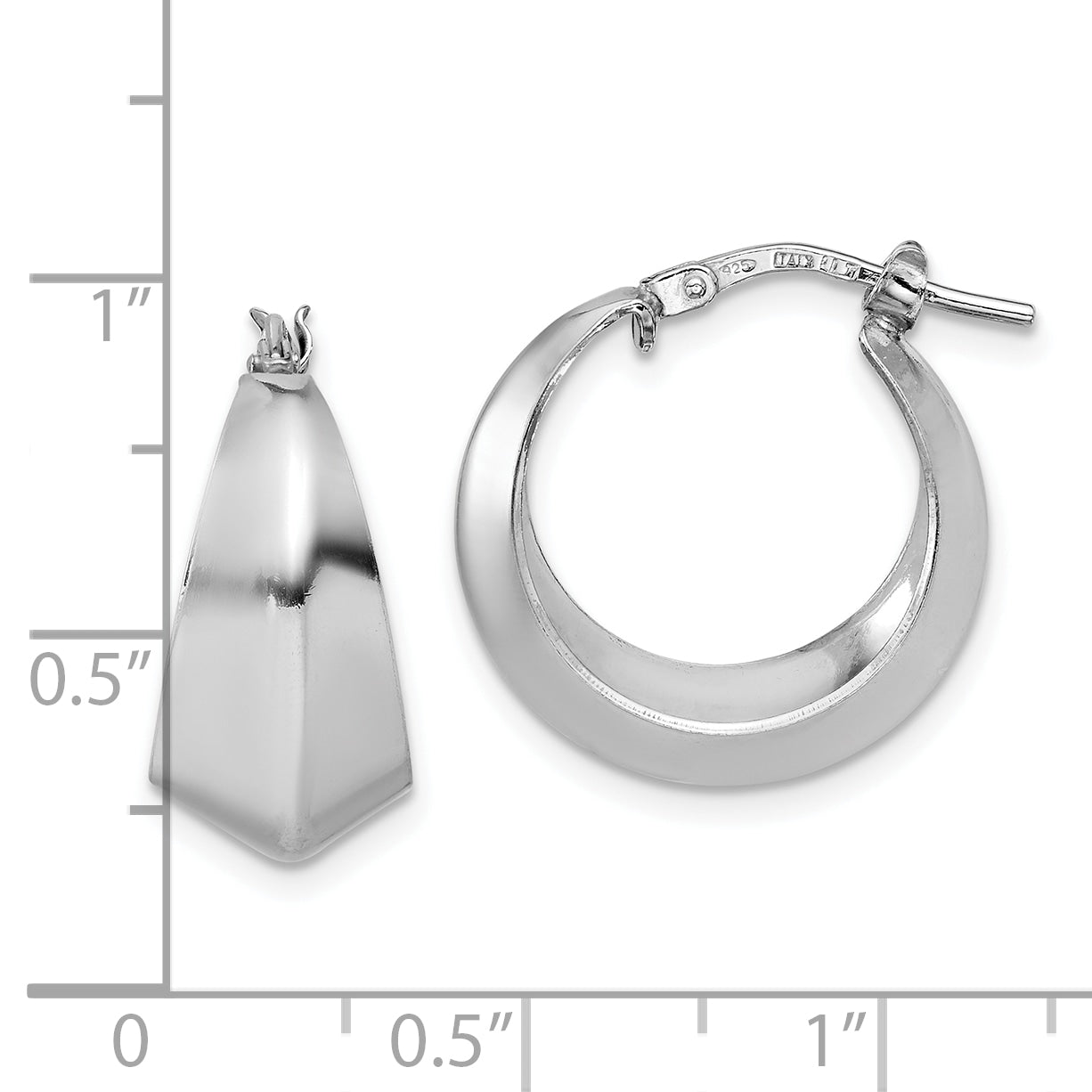 Sterling Silver RH-plated Polished Graduated Hoop Earrings