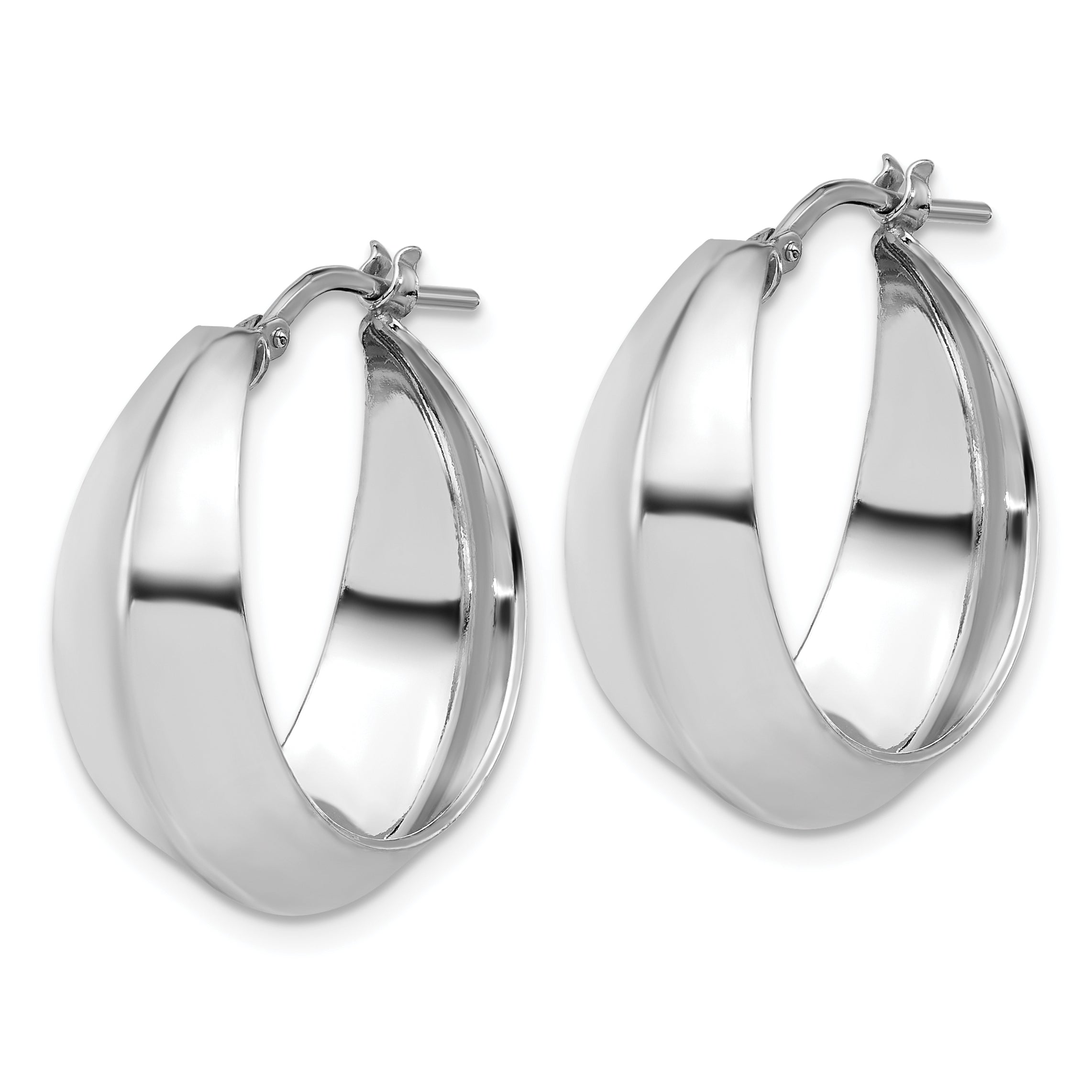 Sterling Silver RH-plated Polished Graduated Hoop Earrings Secondary image