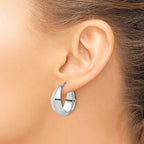 Sterling Silver RH-plated Polished Graduated Hoop Earrings