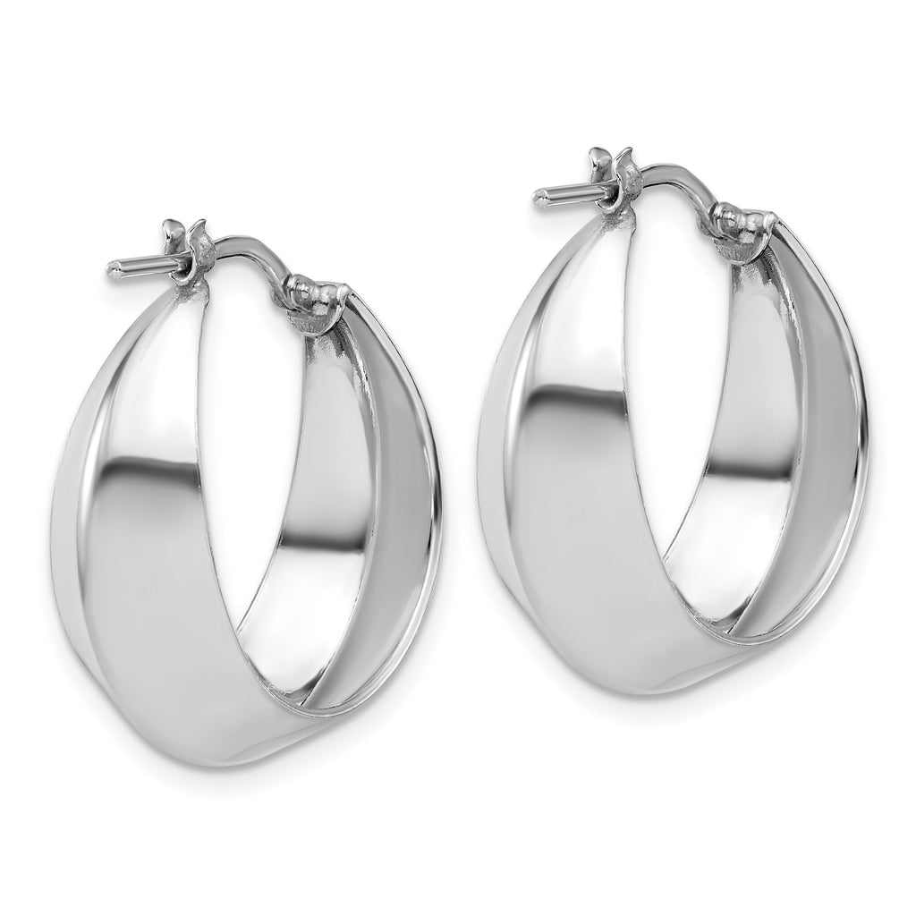 Sterling Silver RH-plated Polished Graduated Hoop Earrings