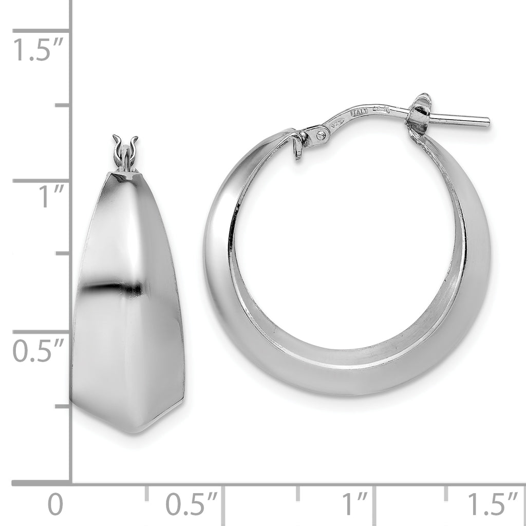 Sterling Silver RH-plated Polished Graduated Hoop Earrings