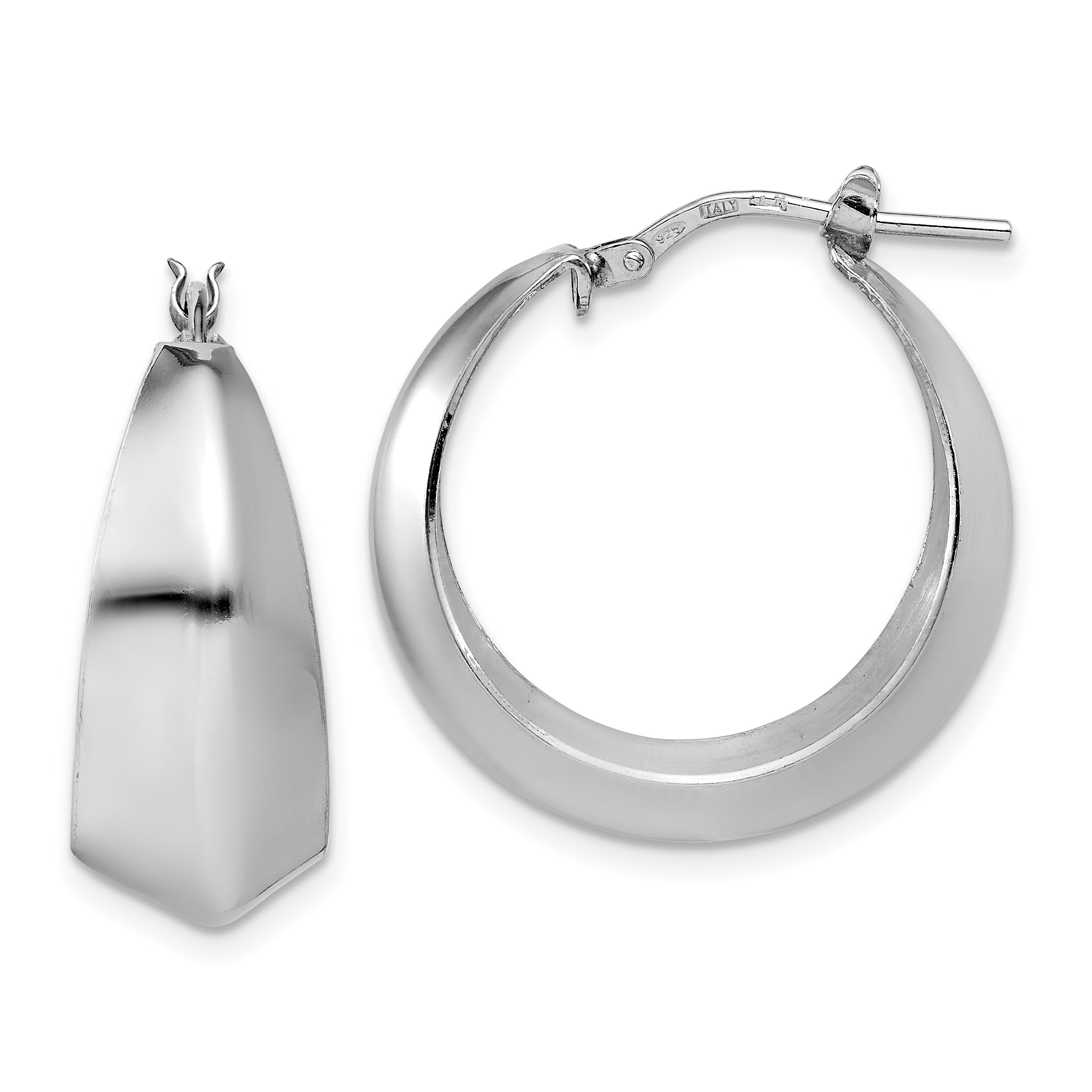 Sterling Silver RH-plated Polished Graduated Hoop Earrings Main image