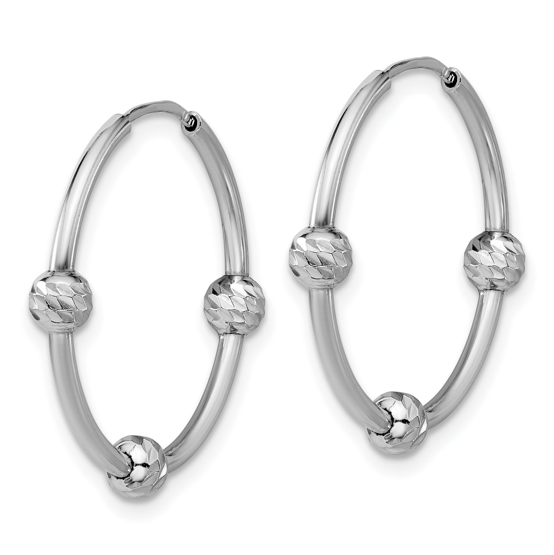 SS RH-plated Polished/Dia-cut Beads Endless Hoop Earrings