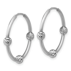 SS RH-plated Polished/Dia-cut Beads Endless Hoop Earrings