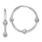 SS RH-plated Polished/Dia-cut Beads Endless Hoop Earrings