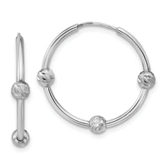 SS RH-plated Polished/Dia-cut Beads Endless Hoop Earrings