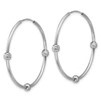 SS RH-plated Polished/Dia-cut Beads Endless Hoop Earrings