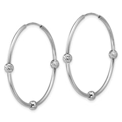 SS RH-plated Polished/Dia-cut Beads Endless Hoop Earrings