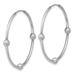 SS RH-plated Polished/Dia-cut Beads Endless Hoop Earrings