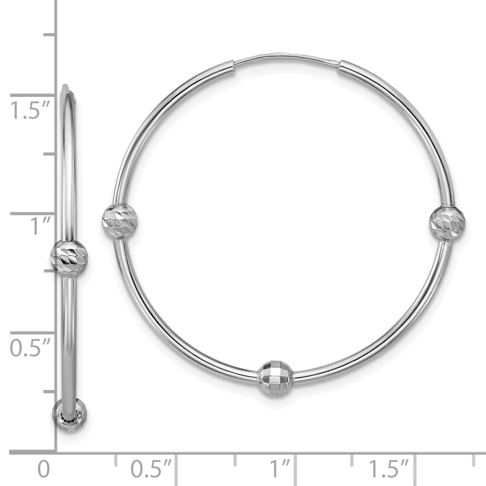 SS RH-plated Polished/Dia-cut Beads Endless Hoop Earrings