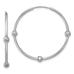 SS RH-plated Polished/Dia-cut Beads Endless Hoop Earrings