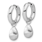 SS RH-plat Polish/Brushed Teardrop Huggie Hoop Earrings