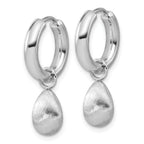 SS RH-plat Polish/Brushed Teardrop Huggie Hoop Earrings