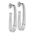 Sterling Silver RH-plated Polished Oval J-Hoop Post Earrings