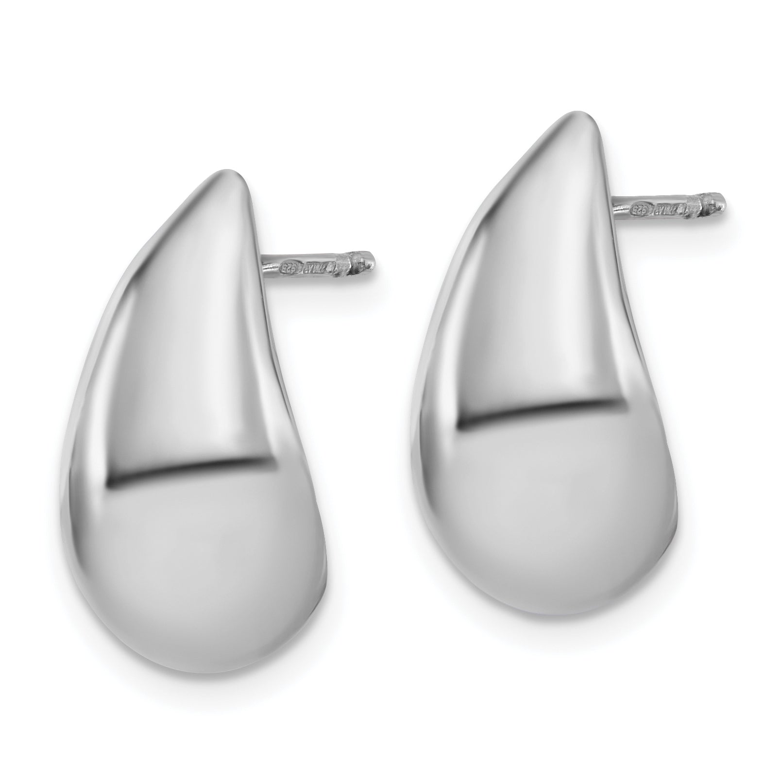 Sterling Silver RH-plated Polished Puff Teardrop Post Earrings Secondary image