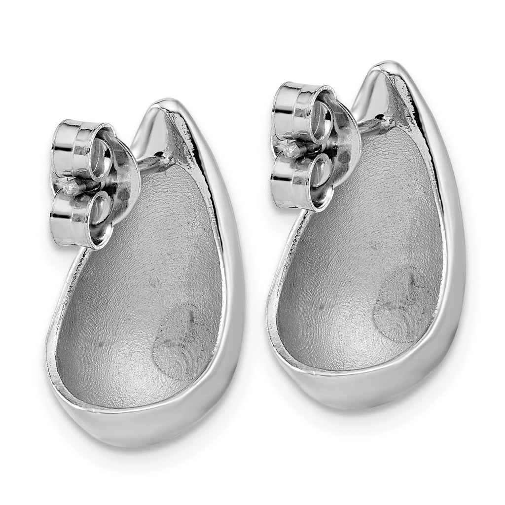 Sterling Silver RH-plated Polished Puff Teardrop Post Earrings