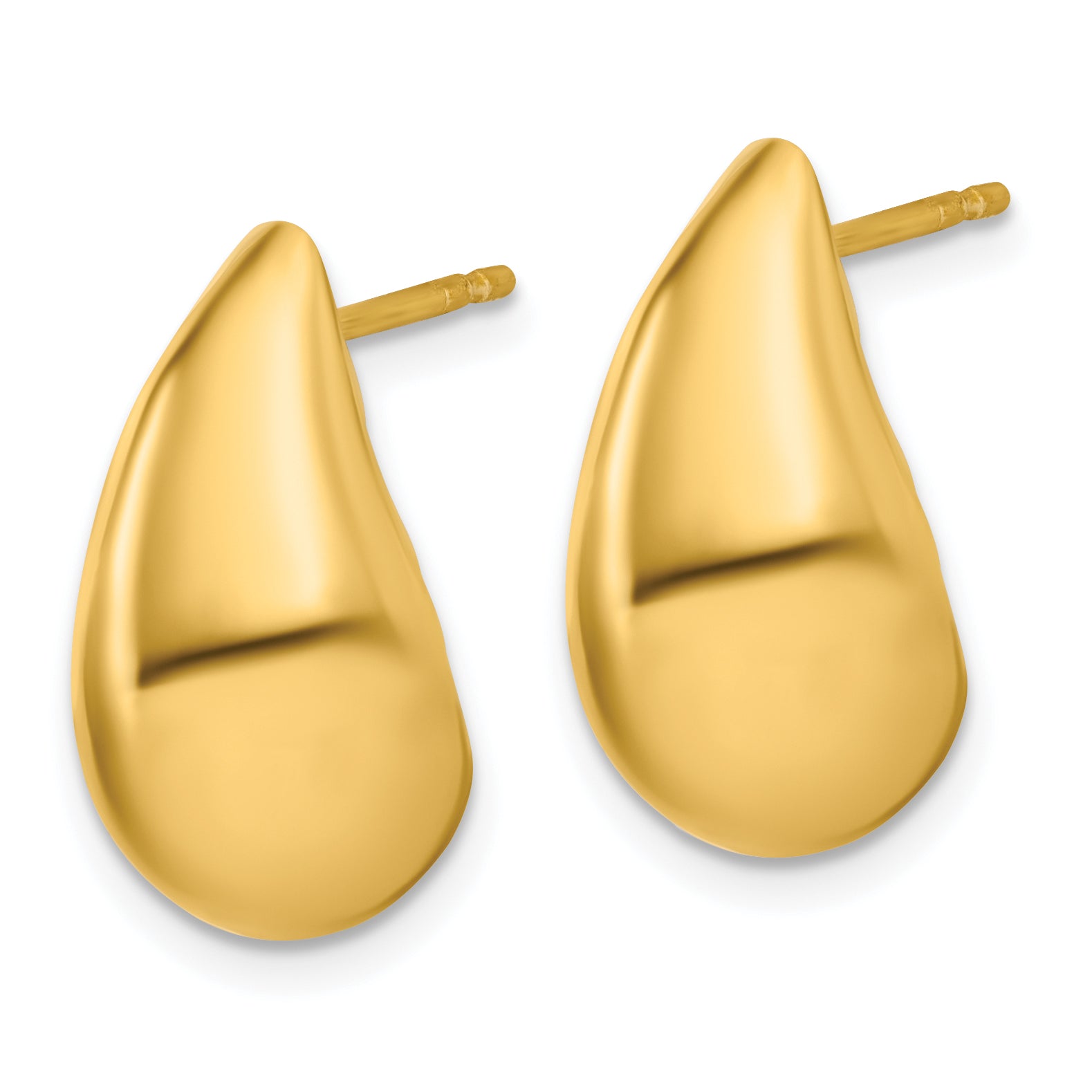 Sterling Silver Gold-plt Polished Puff Teardrop Post Earrings Secondary image