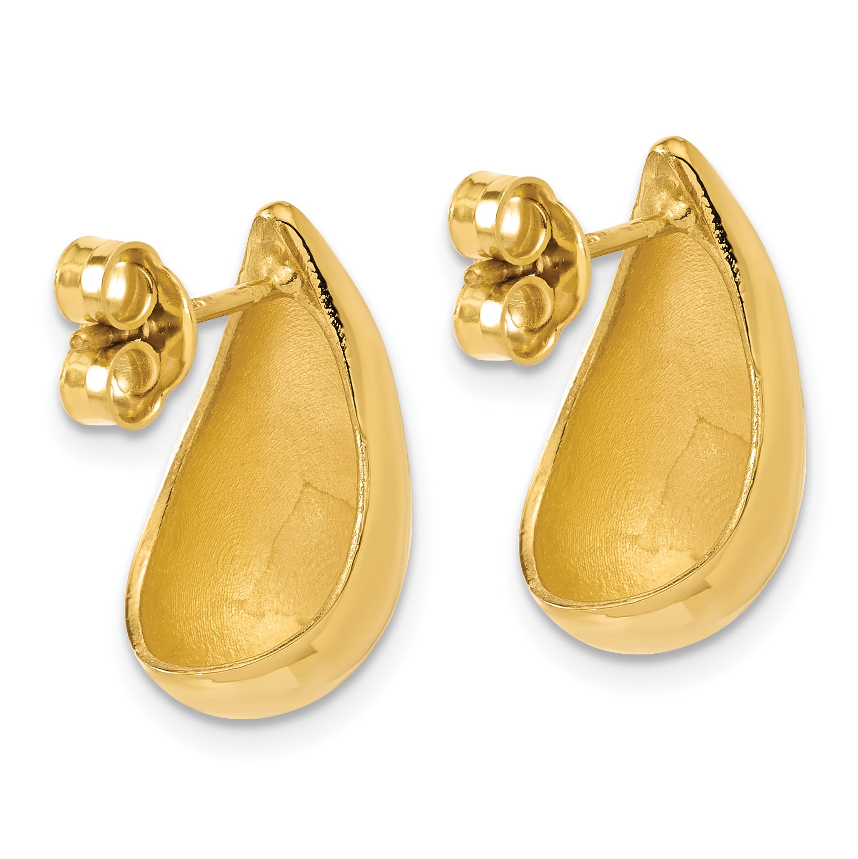 Sterling Silver Gold-plt Polished Puff Teardrop Post Earrings