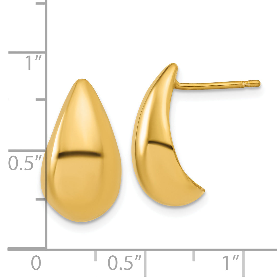 Sterling Silver Gold-plt Polished Puff Teardrop Post Earrings