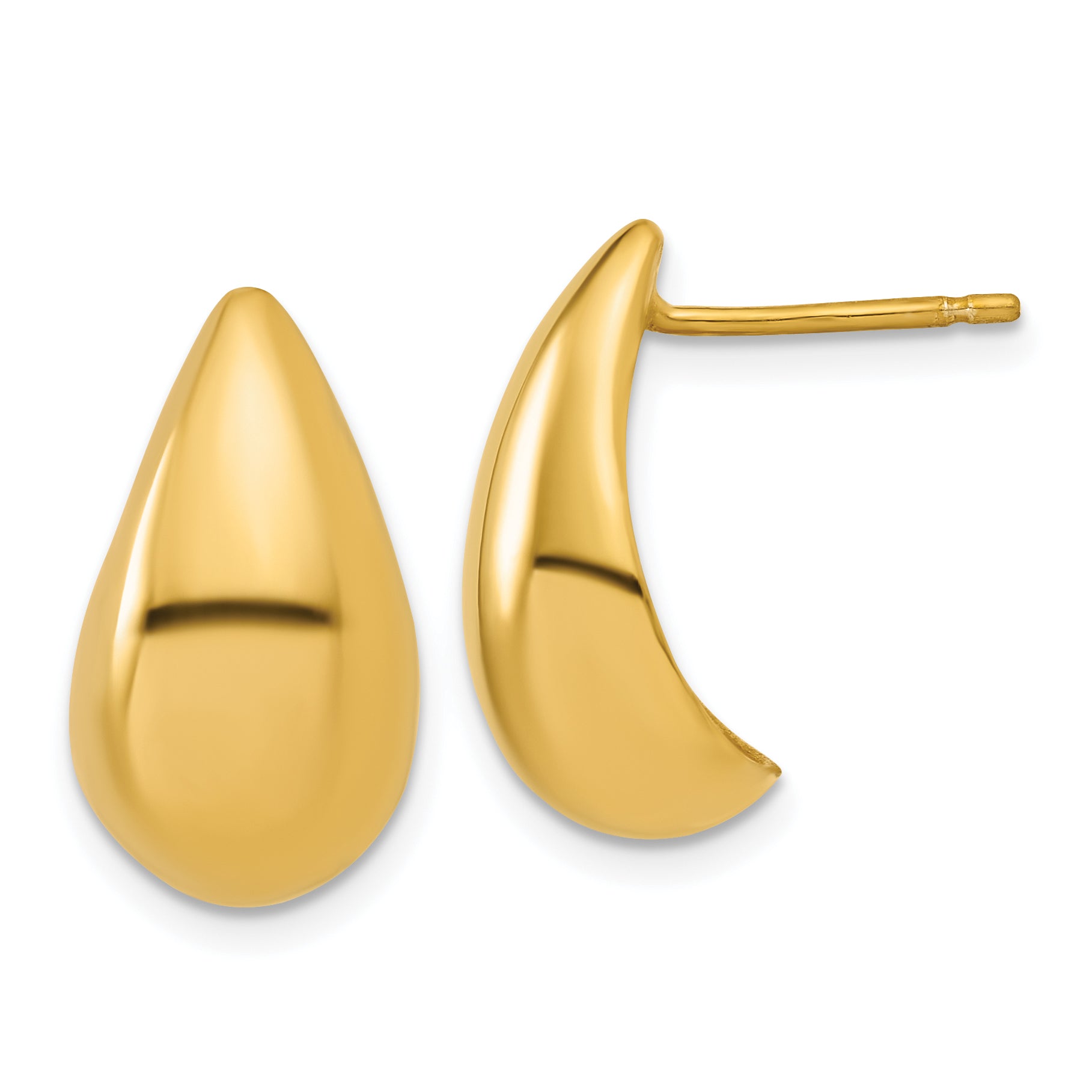 Sterling Silver Gold-plt Polished Puff Teardrop Post Earrings Main image