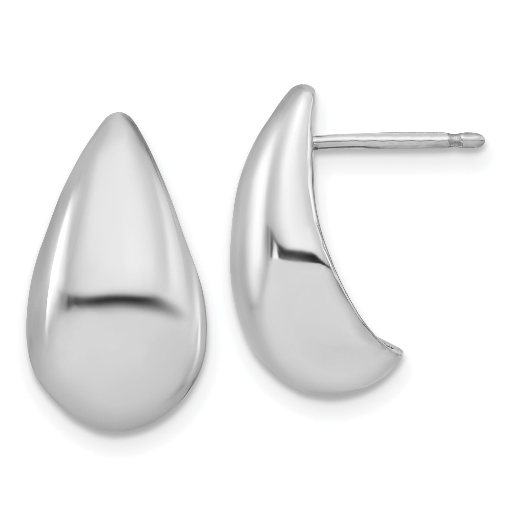 Sterling Silver RH-plated Polished Puff Teardrop Post Earrings Main image