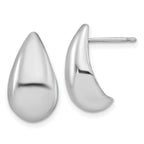 Sterling Silver RH-plated Polished Puff Teardrop Post Earrings