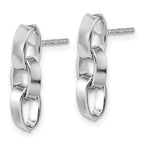 Sterling Silver RH-plated Polished 3-Link Dangle Post Earrings