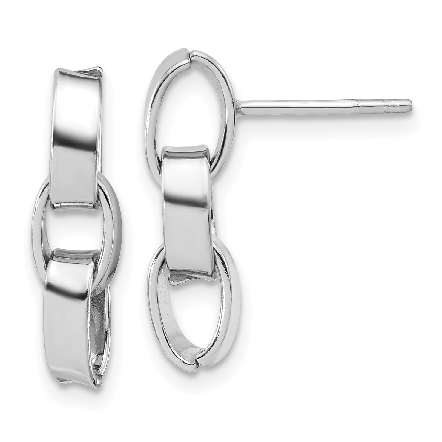 Sterling Silver RH-plated Polished 3-Link Dangle Post Earrings Main image