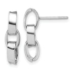 Sterling Silver RH-plated Polished 3-Link Dangle Post Earrings
