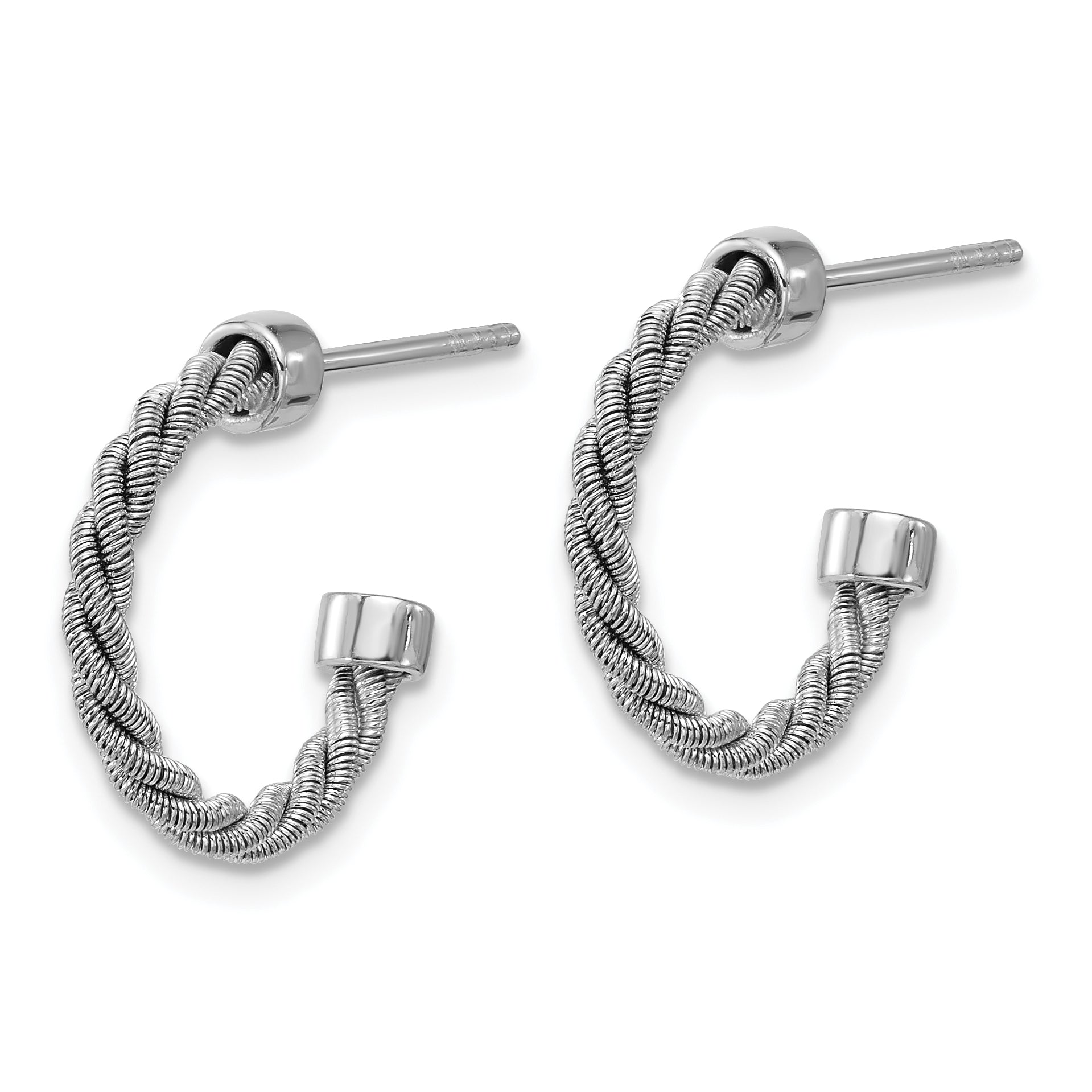 SS RH-pltd Polished and Twisted 17mm Post J-Hoop Earrings Secondary image