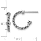 SS RH-pltd Polished and Twisted 17mm Post J-Hoop Earrings