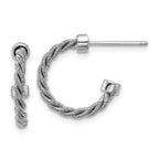 SS RH-pltd Polished and Twisted 17mm Post J-Hoop Earrings