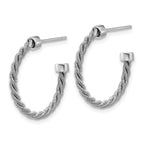 SS RH-pltd Polished and Twisted 22mm Post J-Hoop Earrings